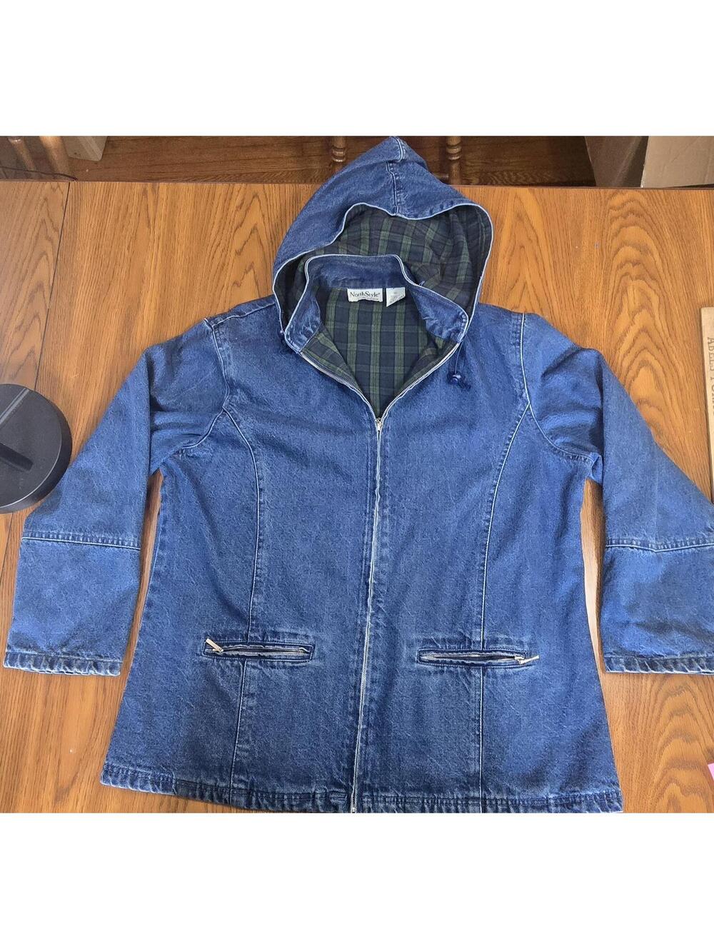 NorthStyle XL Denim Hooded Jacket with Plaid Lining